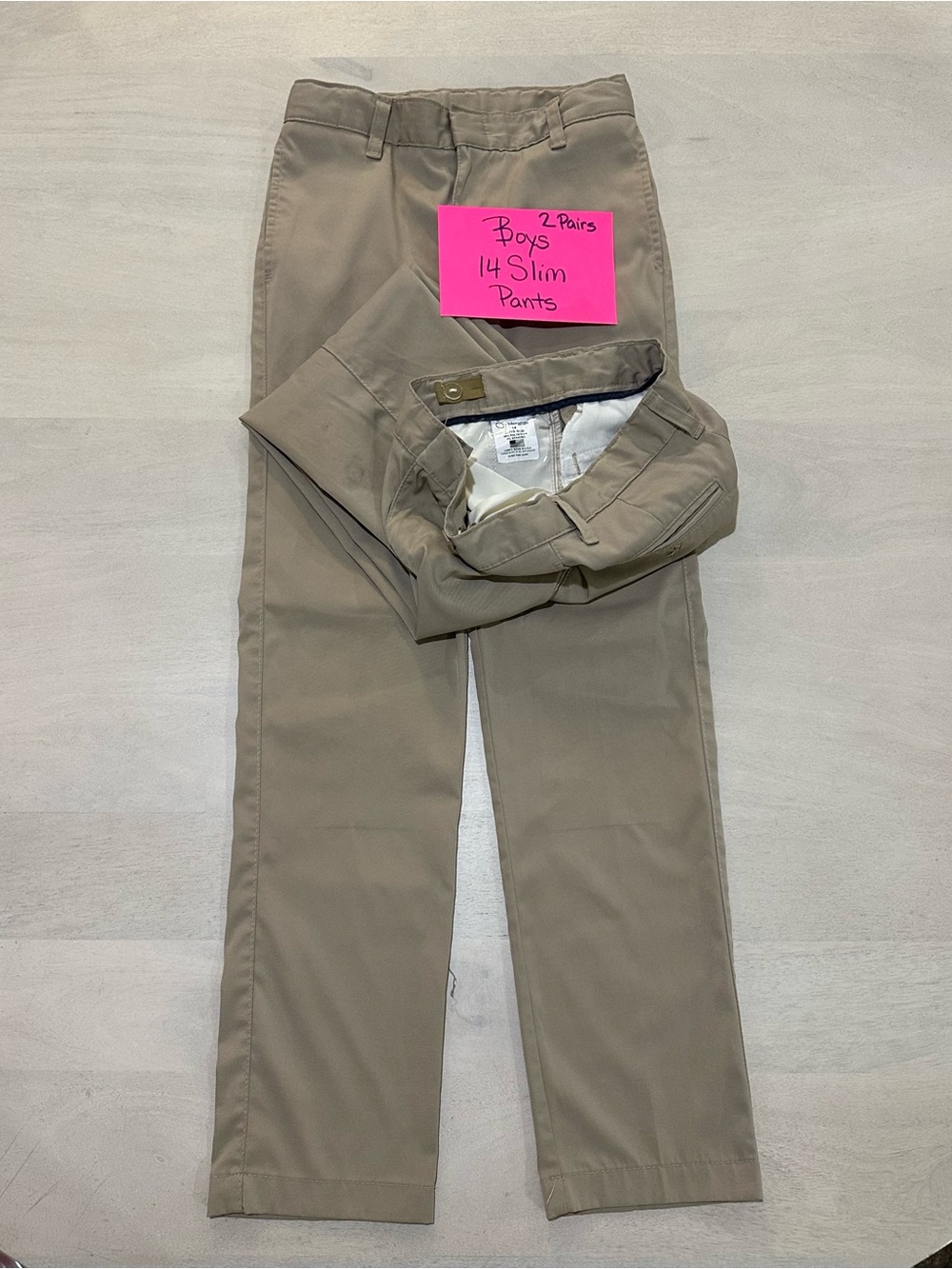 Tom Sawyer. Elderwear. 2 Pairs. Boys Slim Fit Khaki Pants - Classic Schoolwear